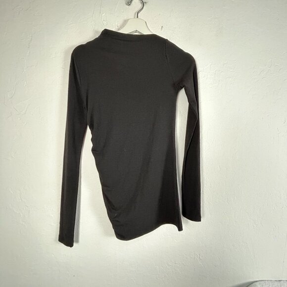 Modern Citizen Womens Black Long Sleeve High Neck Ruched Side Top Small Stretch - Picture 1 of 8